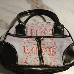 Victoria's Secret Light Purple Velvet Love Embroidered Bag top handle light Y2K